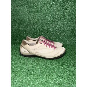 Ecco Shoes Women's Size 7 BIOM Beige YAK Leather Casual Comfort Walking Sneakers
